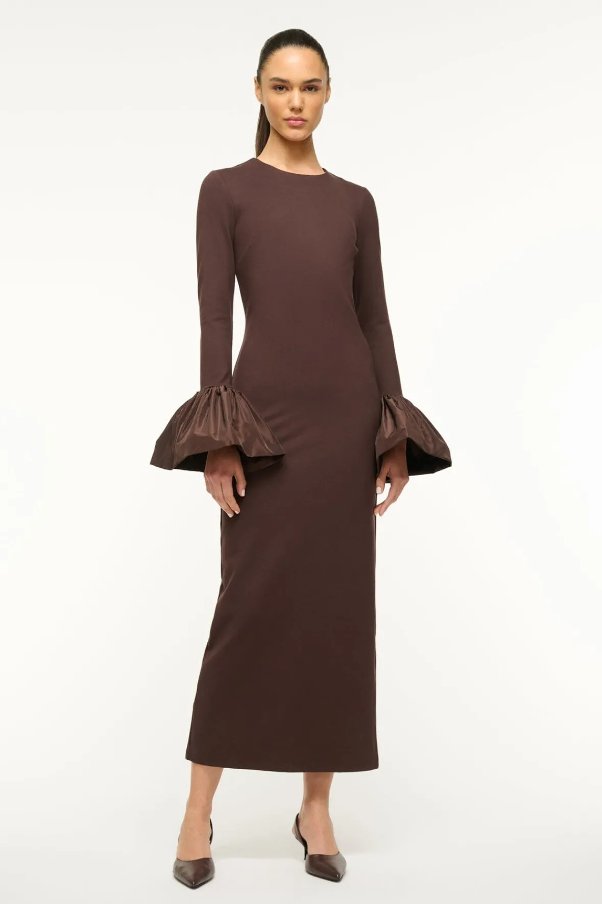 STAUD HAWTHORNE MAXI DRESS DARK CHOCOLATE> The Evening Edit|Maxi Dresses