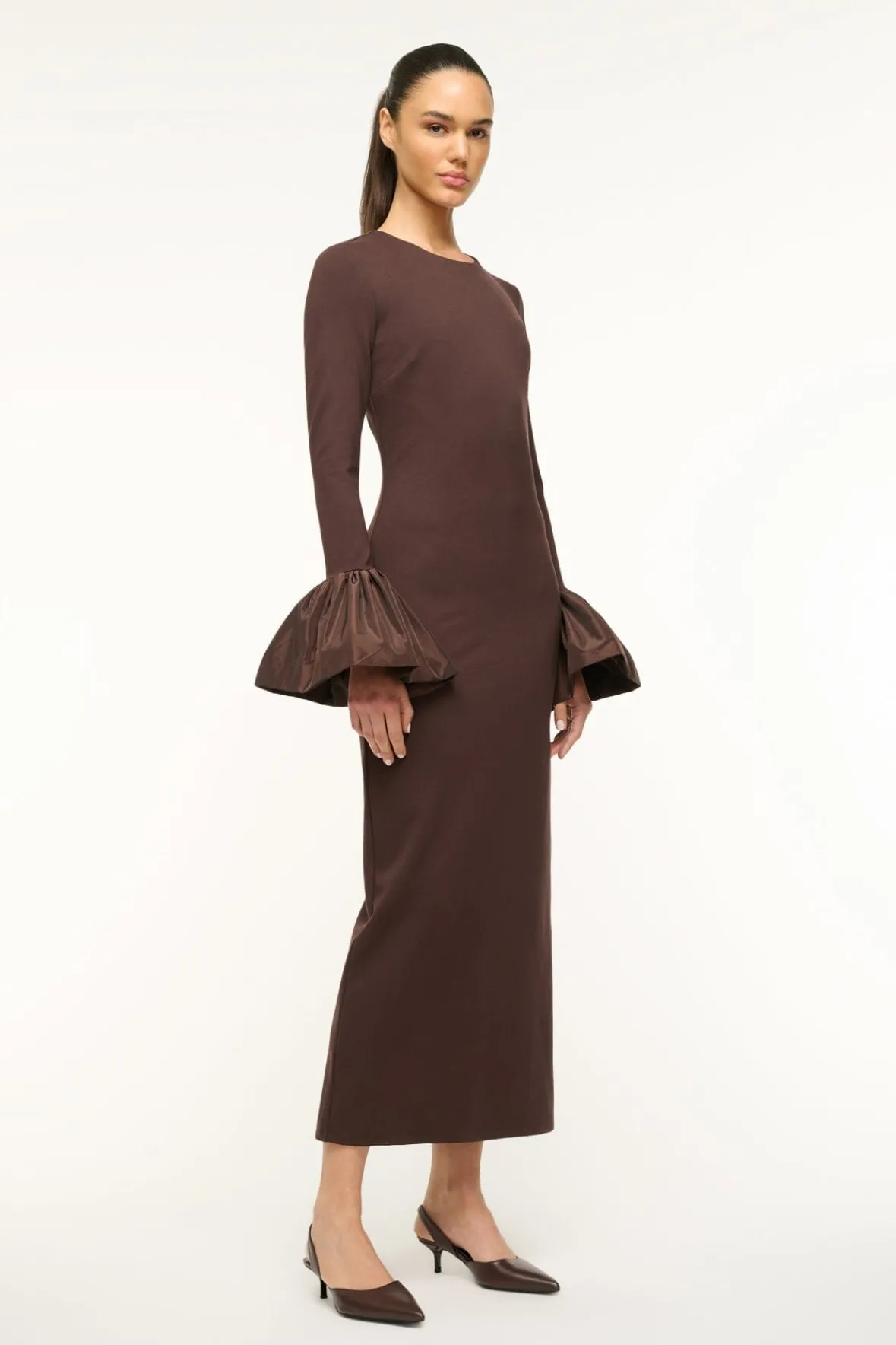 STAUD HAWTHORNE MAXI DRESS DARK CHOCOLATE> The Evening Edit|Maxi Dresses