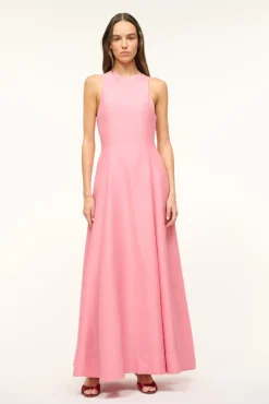 STAUD HEIKE DRESS DAMASK PINK> The Evening Edit