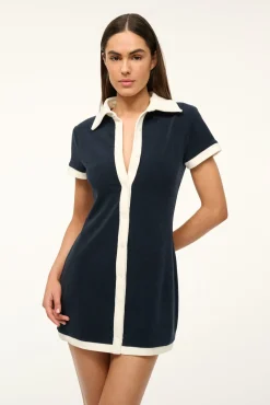 STAUD HOLTZ DRESS NAVY WHITE><noscript><img width=
