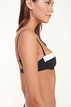 STAUD JO BALCONETTE BIKINI TOP BLACK WHITE><noscript><img width=