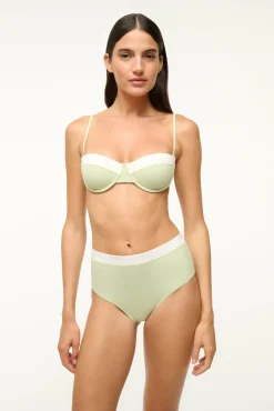 STAUD JO BALCONETTE BIKINI TOP PALE JADE/WHITE> Swim|Bikinis