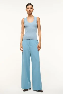 STAUD JULIETTE TOP SLATE BLUE> Tops