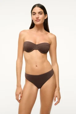 STAUD JUNO BIKINI TOP DARK CHOCOLATE><noscript><img width=