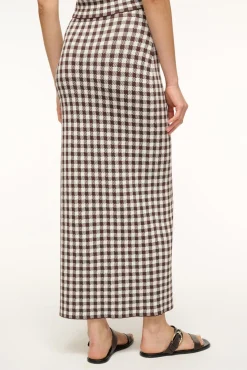 STAUD KARINA SKIRT DARK CHOCOLATE GINGHAM><noscript><img width=