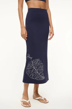 STAUD KARINA SKIRT NAVY WHITE><noscript><img width=