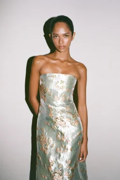STAUD KENNEDY DRESS METALLIC BLOOM><noscript><img width=