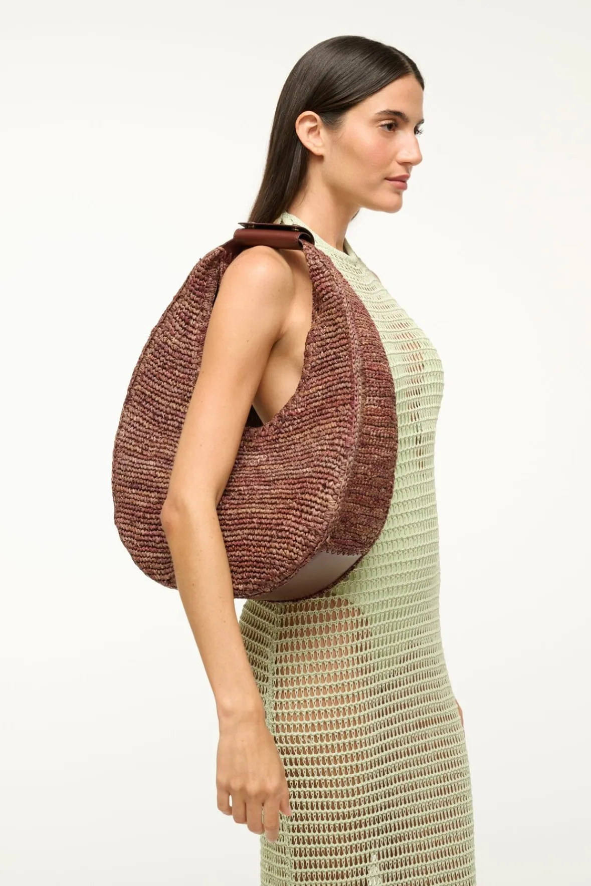 STAUD LARGE RAFFIA MOON TOTE BAG> Swim|Totes