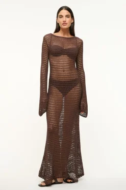 STAUD LORENA DRESS DARK CHOCOLATE> Swim|Cover-ups