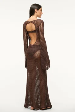 STAUD LORENA DRESS DARK CHOCOLATE><noscript><img width=