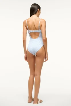 STAUD MAEVE ONE PIECE SKY MICRO CHECK> Swim|One Pieces