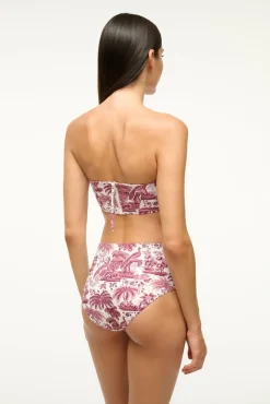 STAUD MALA BIKINI TOP BORDEAUX TOILE> Swim|Bikinis