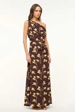 STAUD MAXI PHARE DRESS EARTH PRESSED FLORAL><noscript><img width=