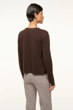 STAUD MIDNIGHT CASHMERE CARDIGAN DARK CHOCOLATE><noscript><img width=