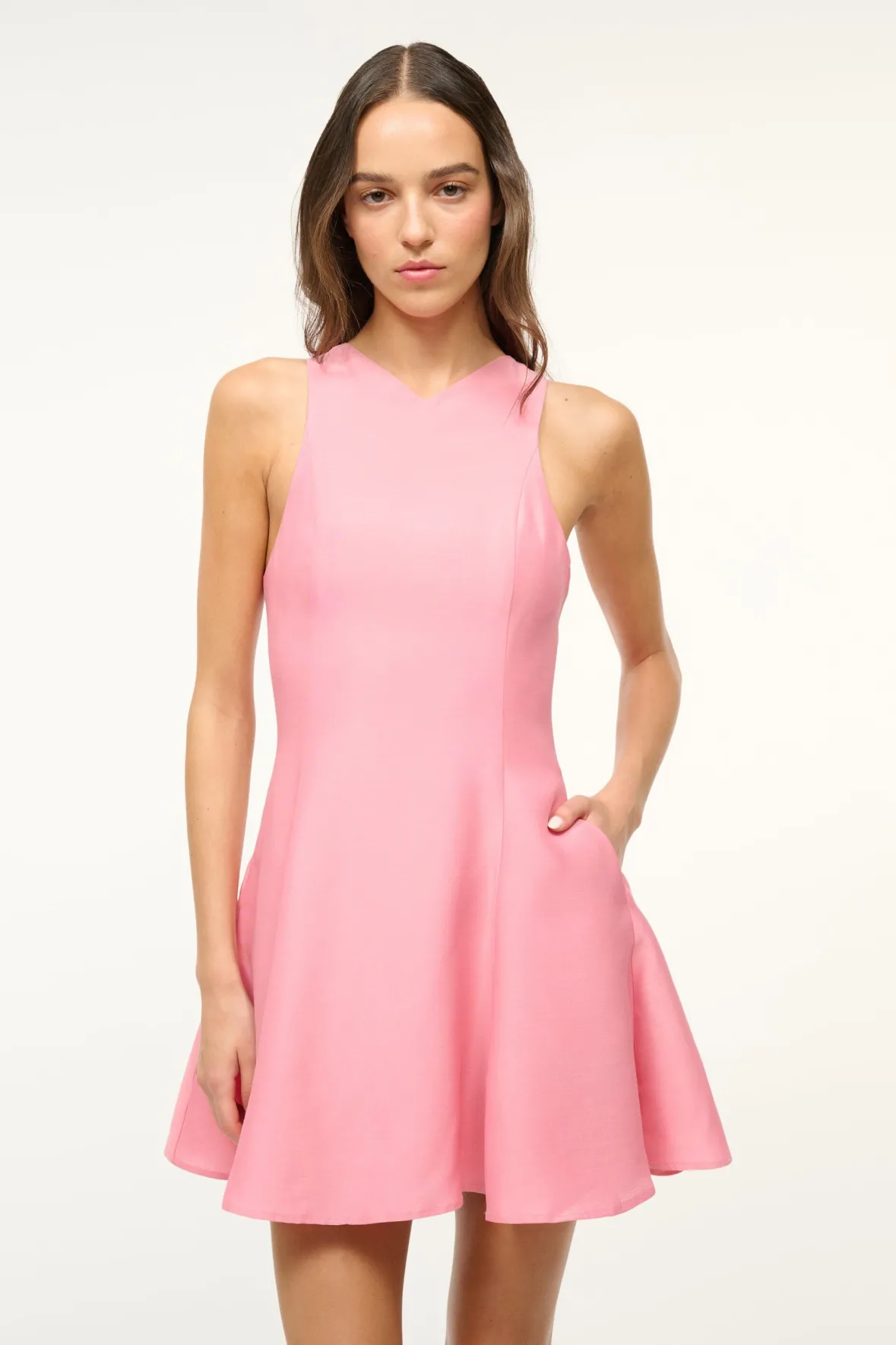 STAUD MINI HEIKE DRESS DAMASK PINK> The Evening Edit|Mini Dresses