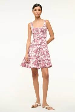 STAUD MINI WELLS DRESS BORDEAUX TOILE> Mini Dresses|Dresses