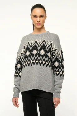 STAUD MORITZ SWEATER HEATHER GREY MULTI FAIRISLE> Sweaters