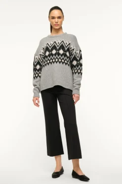 STAUD MORITZ SWEATER HEATHER GREY MULTI FAIRISLE> Sweaters
