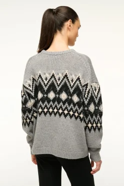 STAUD MORITZ SWEATER HEATHER GREY MULTI FAIRISLE><noscript><img width=