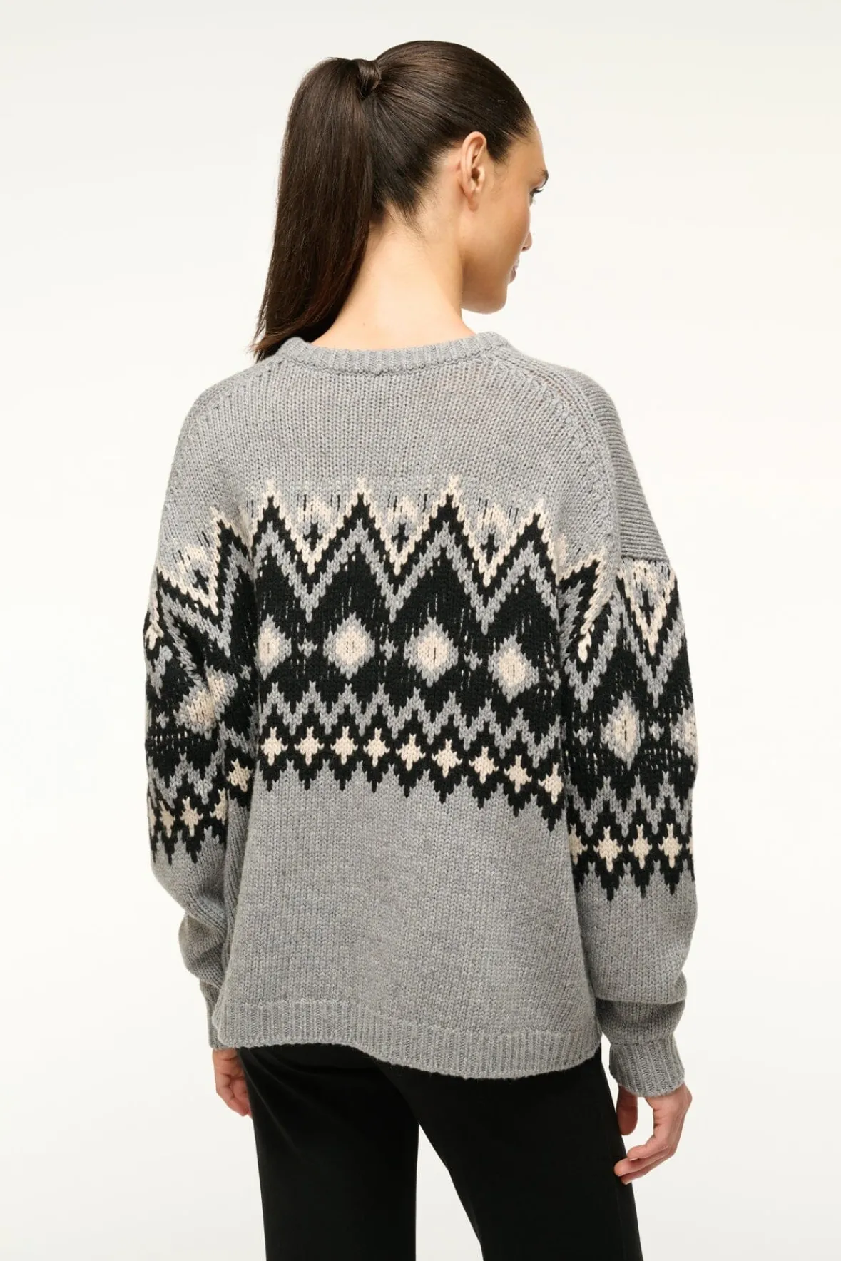STAUD MORITZ SWEATER HEATHER GREY MULTI FAIRISLE> Sweaters