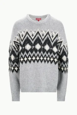 STAUD MORITZ SWEATER HEATHER GREY MULTI FAIRISLE><noscript><img width=