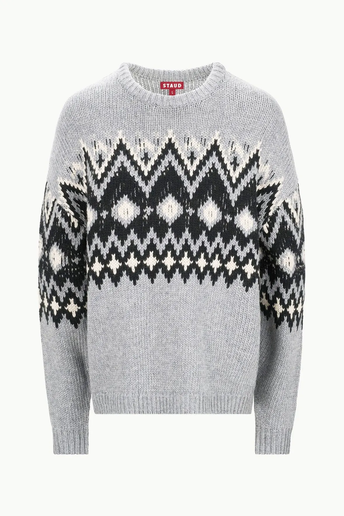 STAUD MORITZ SWEATER HEATHER GREY MULTI FAIRISLE> Sweaters