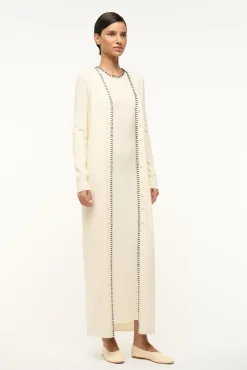STAUD MORRISON CARDIGAN IVORY NAVY> Sweaters