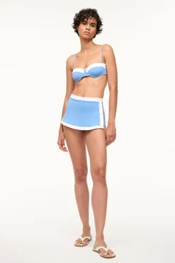 STAUD NELL SWIM SKIRT AZURE WHITE> Swim