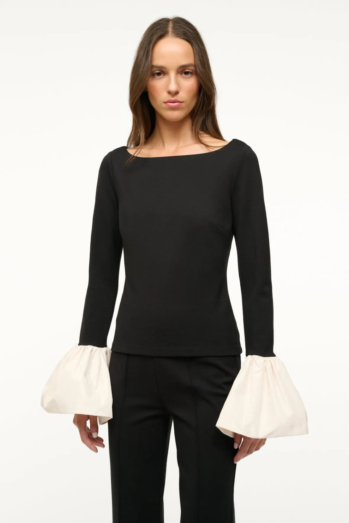STAUD PAIGE TOP BLACK IVORY> Tops