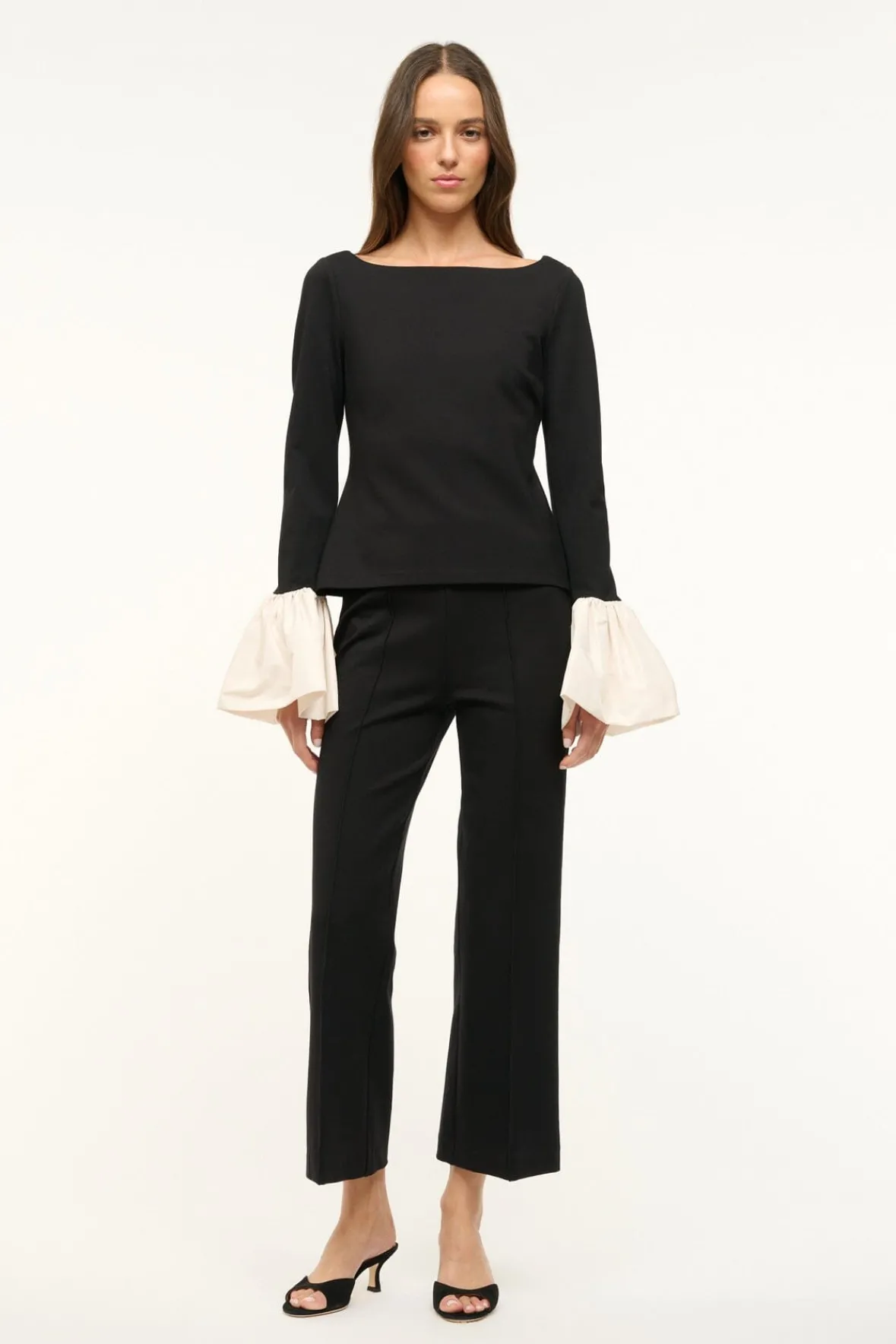 STAUD PAIGE TOP BLACK IVORY> Tops