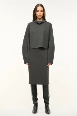 STAUD PASCALE PENCIL SKIRT HEATHER GREY> Skirts