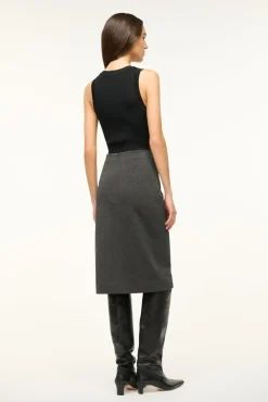 STAUD PASCALE PENCIL SKIRT HEATHER GREY><noscript><img width=