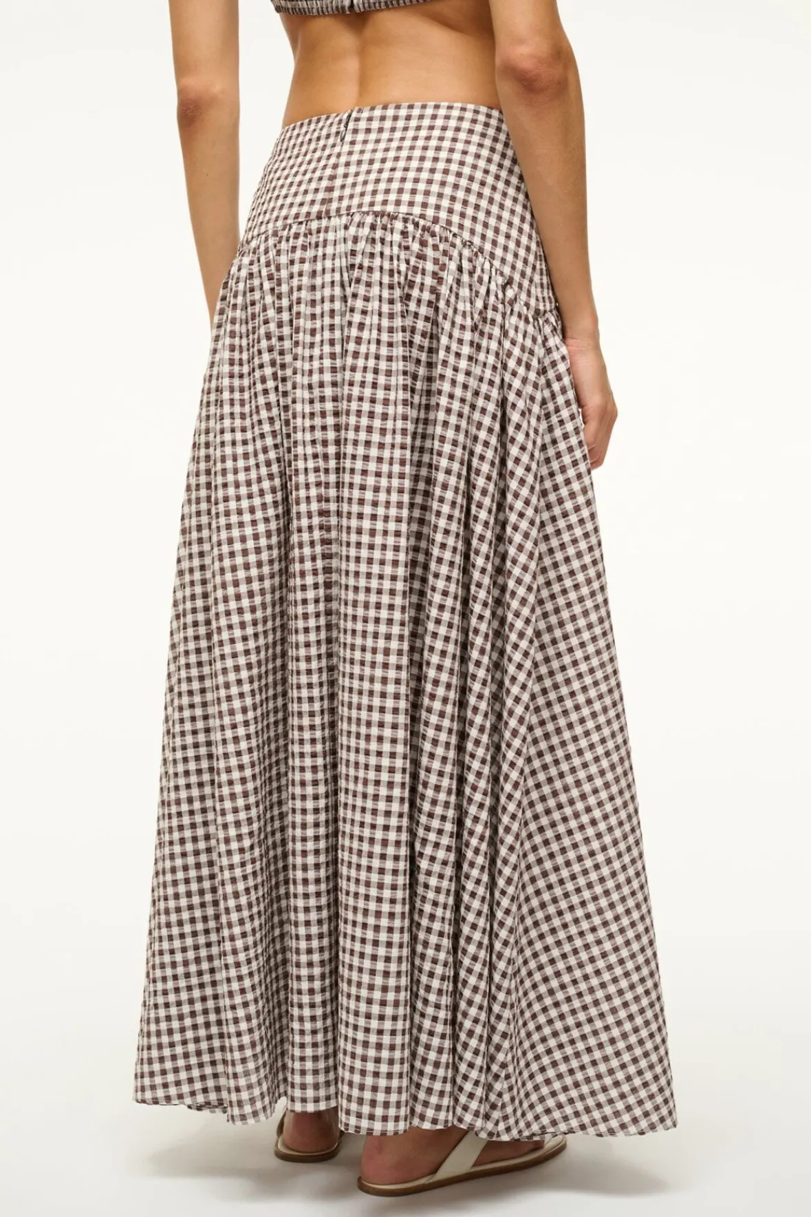 STAUD PROCIDA SKIRT DARK CHOCOLATE GINGHAM> Swim|Cover-ups