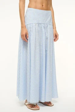 STAUD PROCIDA SKIRT SKY GINGHAM> Swim|Cover-ups