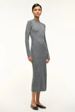 STAUD RAMONA DRESS CHARCOAL GREY><noscript><img width=