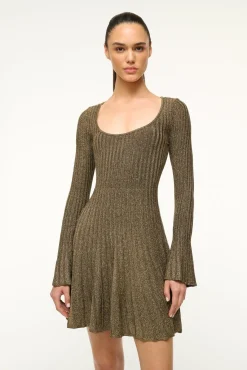 STAUD RAQUEL DRESS METALLIC GOLD> Knit Dresses|Mini Dresses