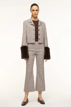 STAUD REGENCY JACKET DARK CHOCOLATE MICRO CHECK> Outerwear & Jackets