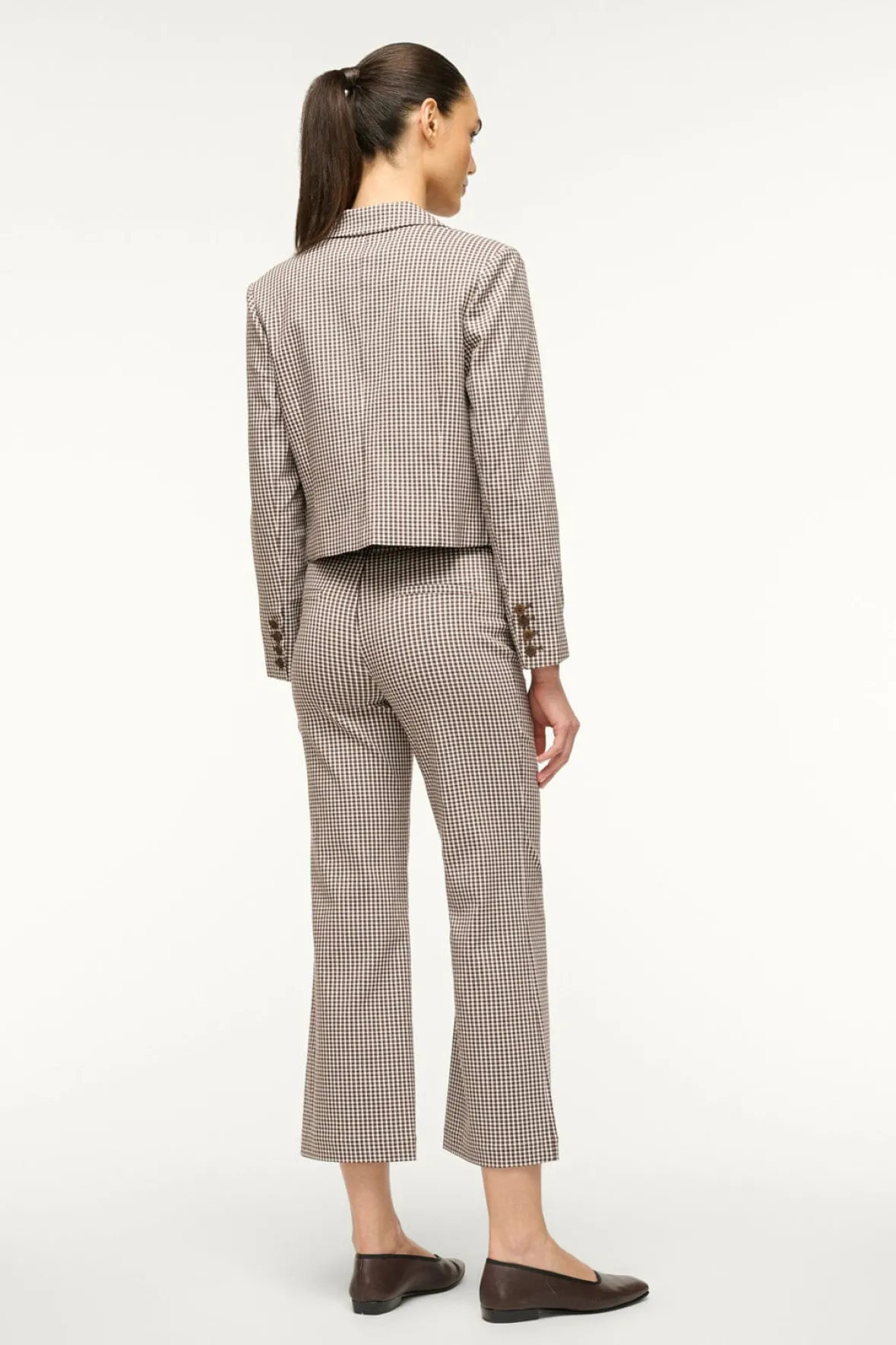 STAUD REGENCY JACKET DARK CHOCOLATE MICRO CHECK> Outerwear & Jackets