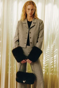 STAUD REGENCY JACKET DARK CHOCOLATE MICRO CHECK><noscript><img width=