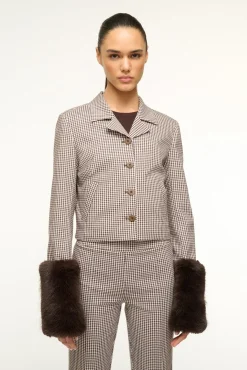 STAUD REGENCY JACKET DARK CHOCOLATE MICRO CHECK><noscript><img width=