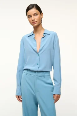 STAUD ROXBURY SILK SHIRT BLACK> Tops