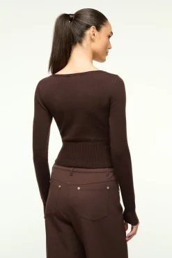 STAUD SABRINA SWEATER DARK CHOCOLATE><noscript><img width=