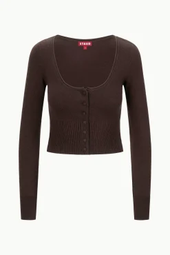 STAUD SABRINA SWEATER DARK CHOCOLATE><noscript><img width=