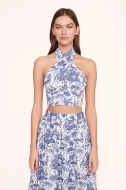 STAUD SEA SKIRT BLUE TOILE><noscript><img width=