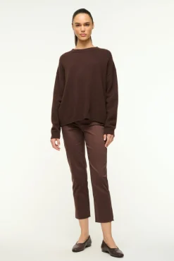 STAUD SERRANO CASHMERE RELAXED CREW DARK CHOCOLATE> Sweaters