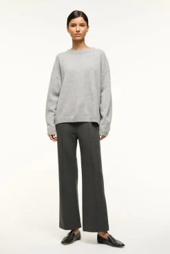 STAUD SERRANO CASHMERE RELAXED CREW HEATHER GREY> Sweaters