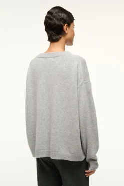 STAUD SERRANO CASHMERE RELAXED CREW HEATHER GREY><noscript><img width=