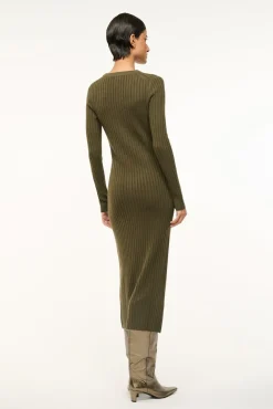 STAUD SHOKO CASHMERE SWEATER DARK OLIVE><noscript><img width=