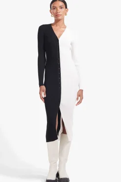 STAUD SHOKO SWEATER | BLACK WHITE> Midi Dresses|Dresses