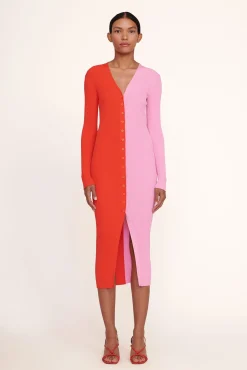 STAUD SHOKO SWEATER POPPY ROSEBUD> Knit Dresses|Midi Dresses